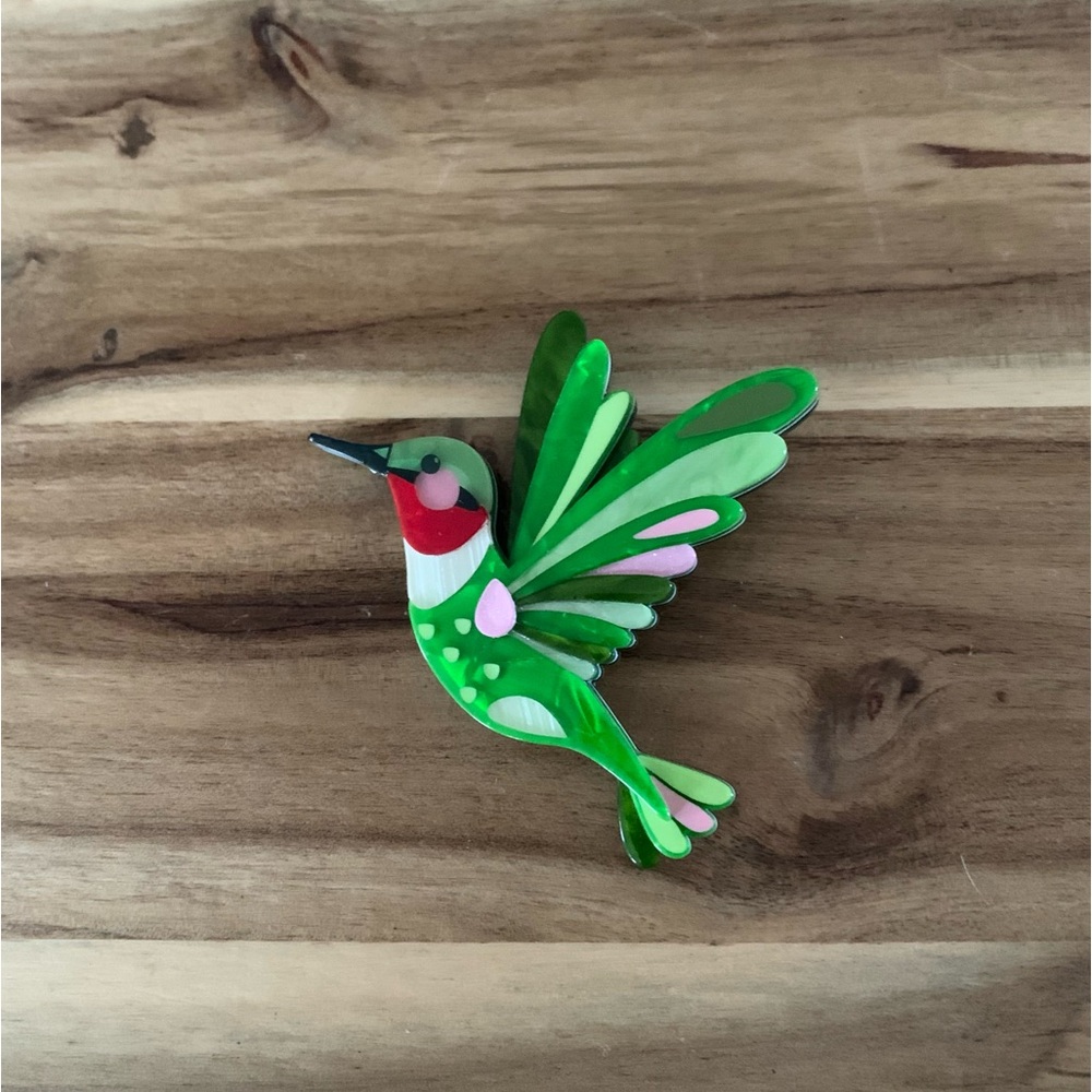 Erstwilder The Riveting Ruby-Throated Hummingbird Brooch bird pin NWOT